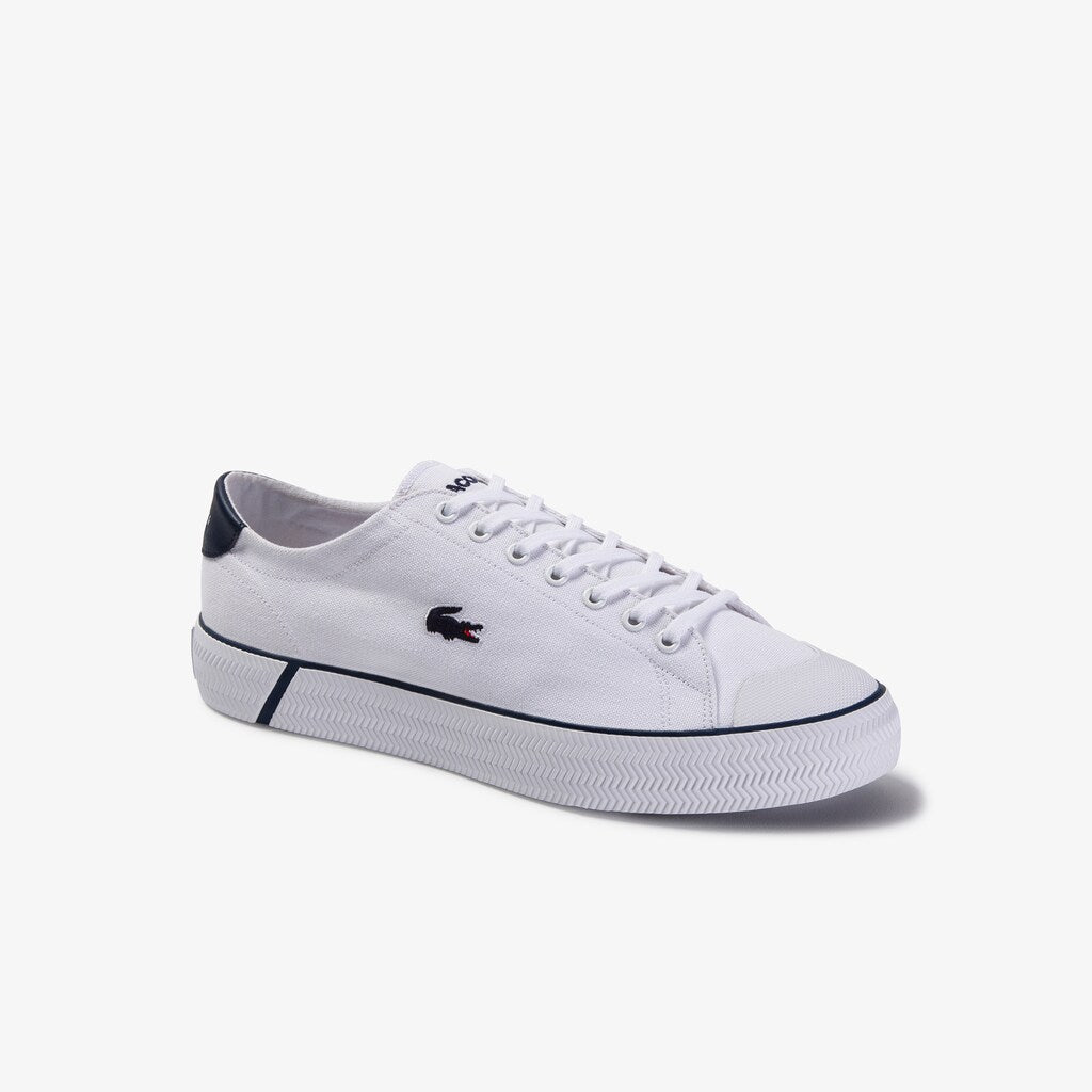 Mens   Gripshot Textured Canvas Sneakers | Lacoste White / Navy • 042