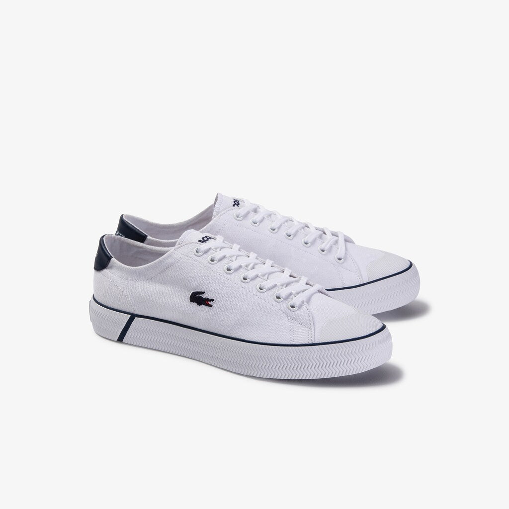 Mens   Gripshot Textured Canvas Sneakers | Lacoste White / Navy • 042