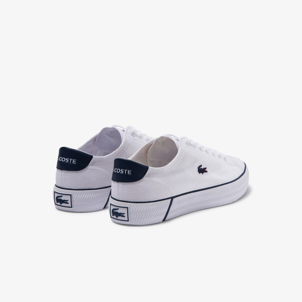 Mens   Gripshot Textured Canvas Sneakers | Lacoste White / Navy • 042