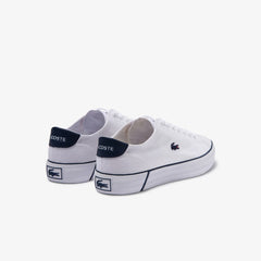 Mens   Gripshot Textured Canvas Sneakers | Lacoste White / Navy • 042