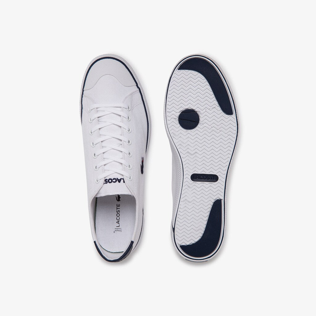 Mens   Gripshot Textured Canvas Sneakers | Lacoste White / Navy • 042
