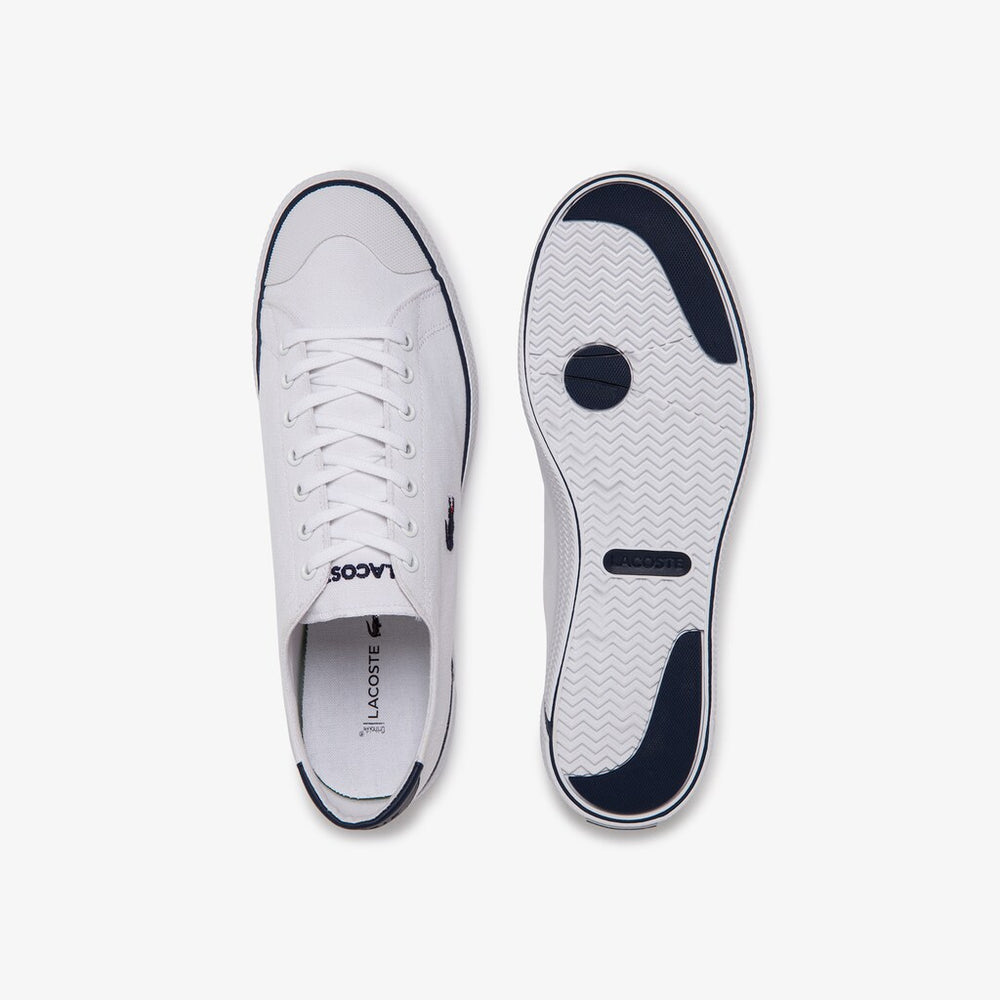 Mens   Gripshot Textured Canvas Sneakers | Lacoste White / Navy • 042