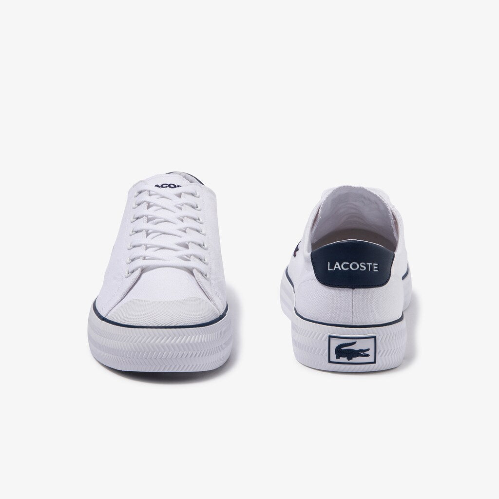 Mens   Gripshot Textured Canvas Sneakers | Lacoste White / Navy • 042