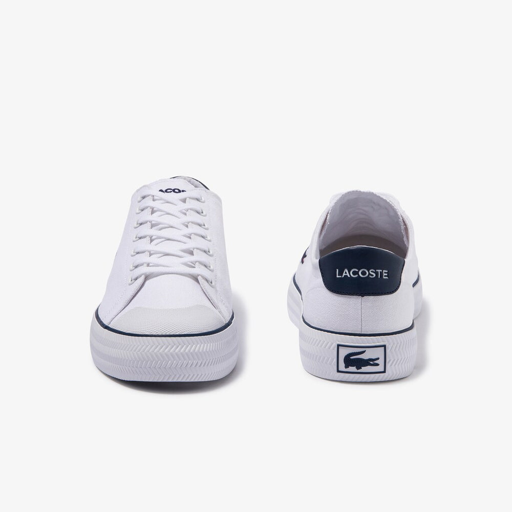 Mens   Gripshot Textured Canvas Sneakers | Lacoste White / Navy • 042