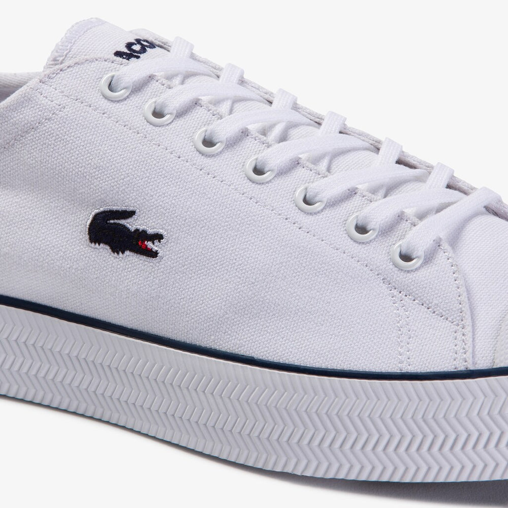 Mens   Gripshot Textured Canvas Sneakers | Lacoste White / Navy • 042