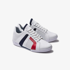 Mens   Chaymon Club Leather and Mesh Sneakers | Lacoste White / Navy • 042