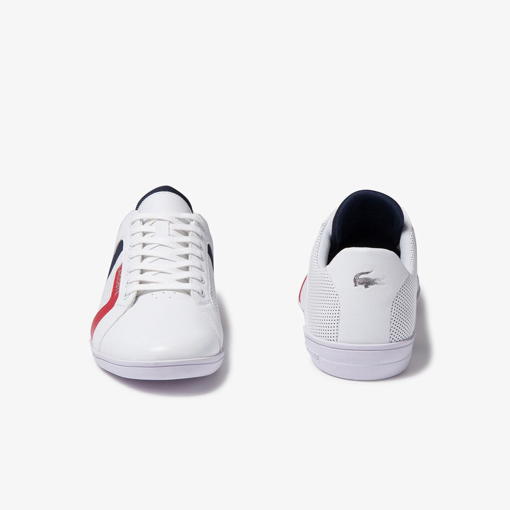 Mens   Chaymon Club Leather and Mesh Sneakers | Lacoste White / Navy • 042