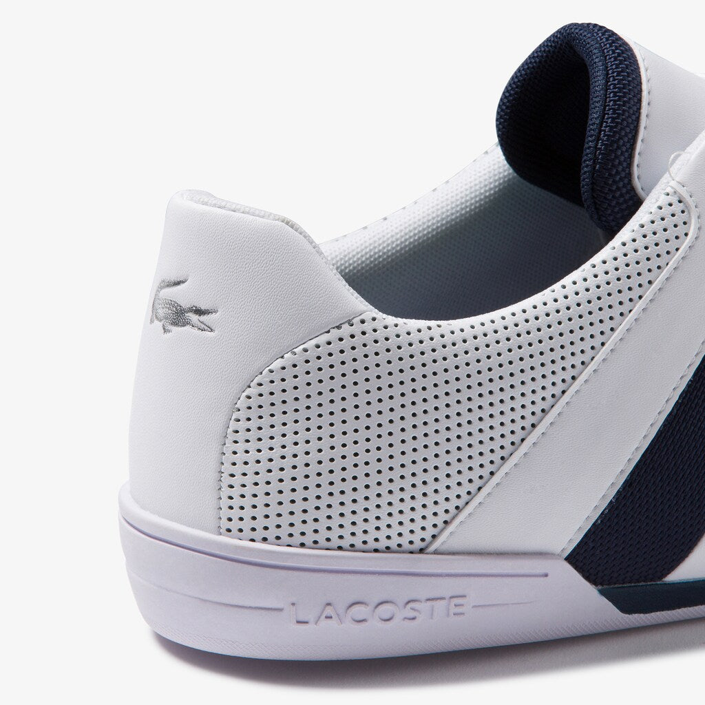 Mens   Chaymon Club Leather and Mesh Sneakers | Lacoste White / Navy • 042