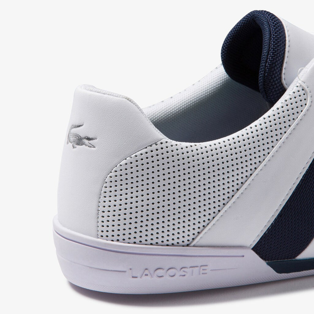 Mens   Chaymon Club Leather and Mesh Sneakers | Lacoste White / Navy • 042