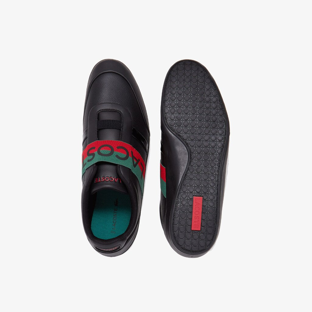 Mens   Misano Elastic Leather Sneakers | Lacoste Black/Red • 1B5