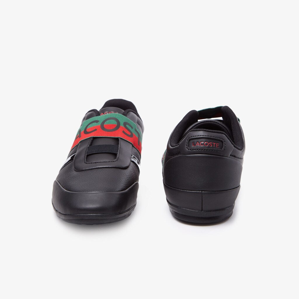Mens   Misano Elastic Leather Sneakers | Lacoste Black/Red • 1B5