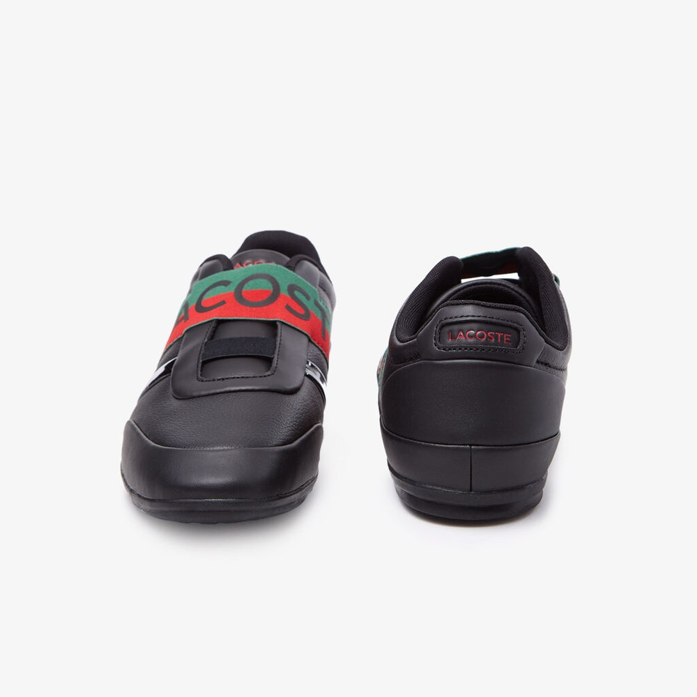 Mens   Misano Elastic Leather Sneakers | Lacoste Black/Red • 1B5