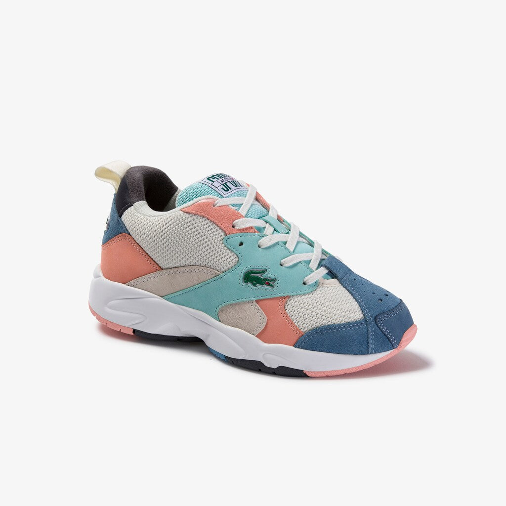Womens Wo  Storm 96 Textile and Suede Sneakers | Lacoste Off Wht/Blu • 2Q9