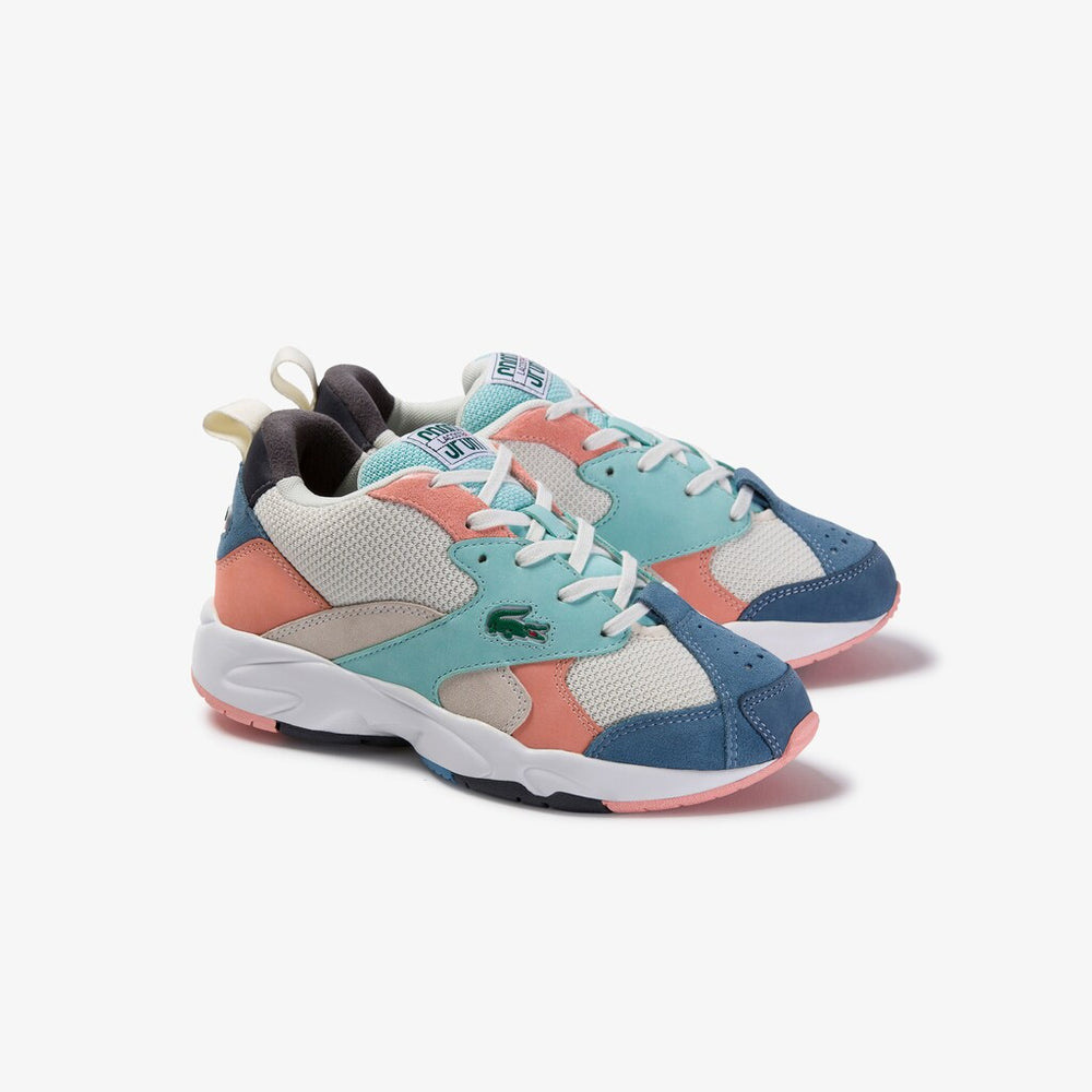 Womens Wo  Storm 96 Textile and Suede Sneakers | Lacoste Off Wht/Blu • 2Q9