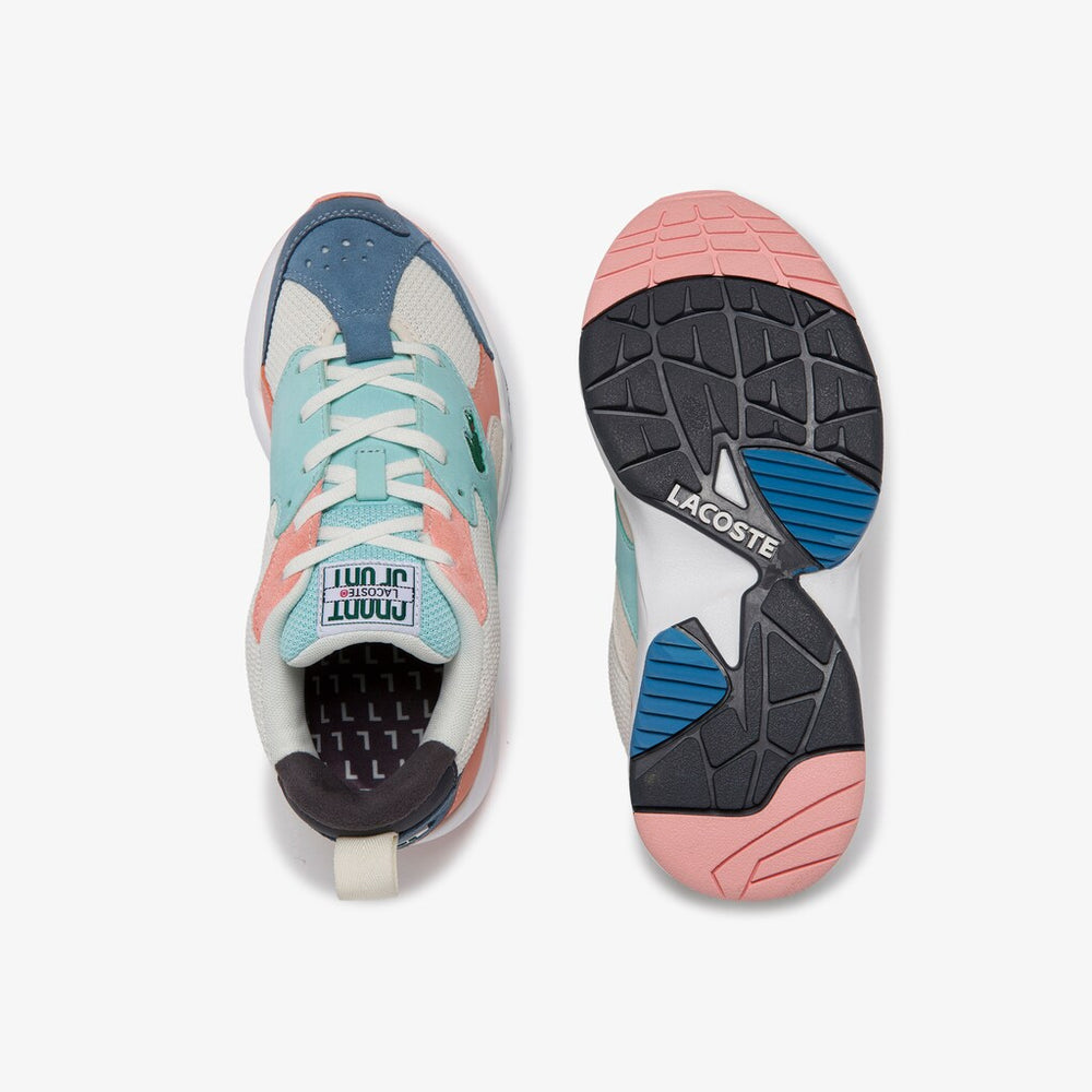 Womens Wo  Storm 96 Textile and Suede Sneakers | Lacoste Off Wht/Blu • 2Q9