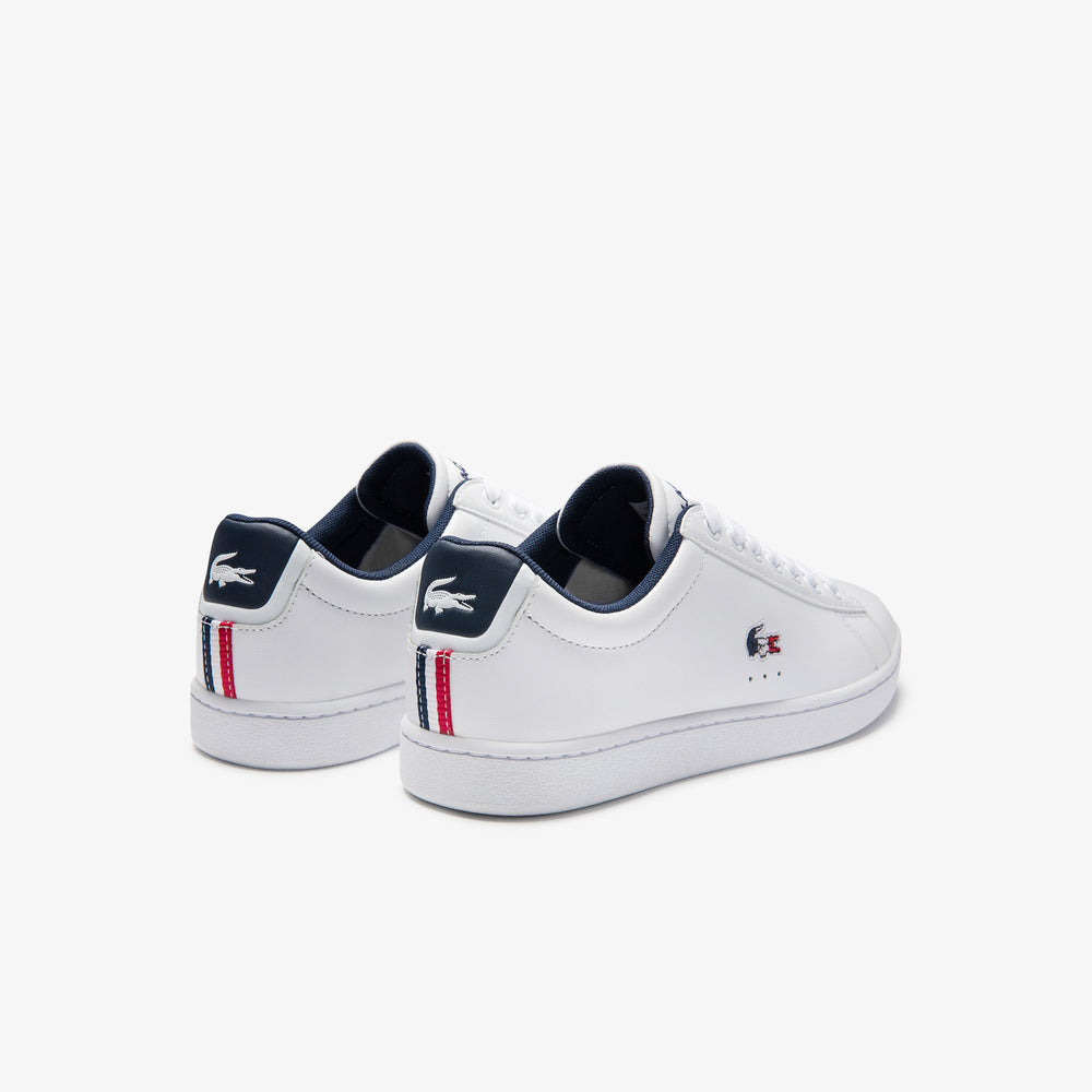 Womens Wo  Carnaby Evo Tricolore Leather and Synthetic Sneakers | Lacoste White/Navy/Red • 407