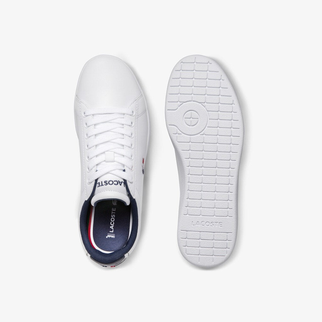 Womens Wo  Carnaby Evo Tricolore Leather and Synthetic Sneakers | Lacoste White/Navy/Red • 407