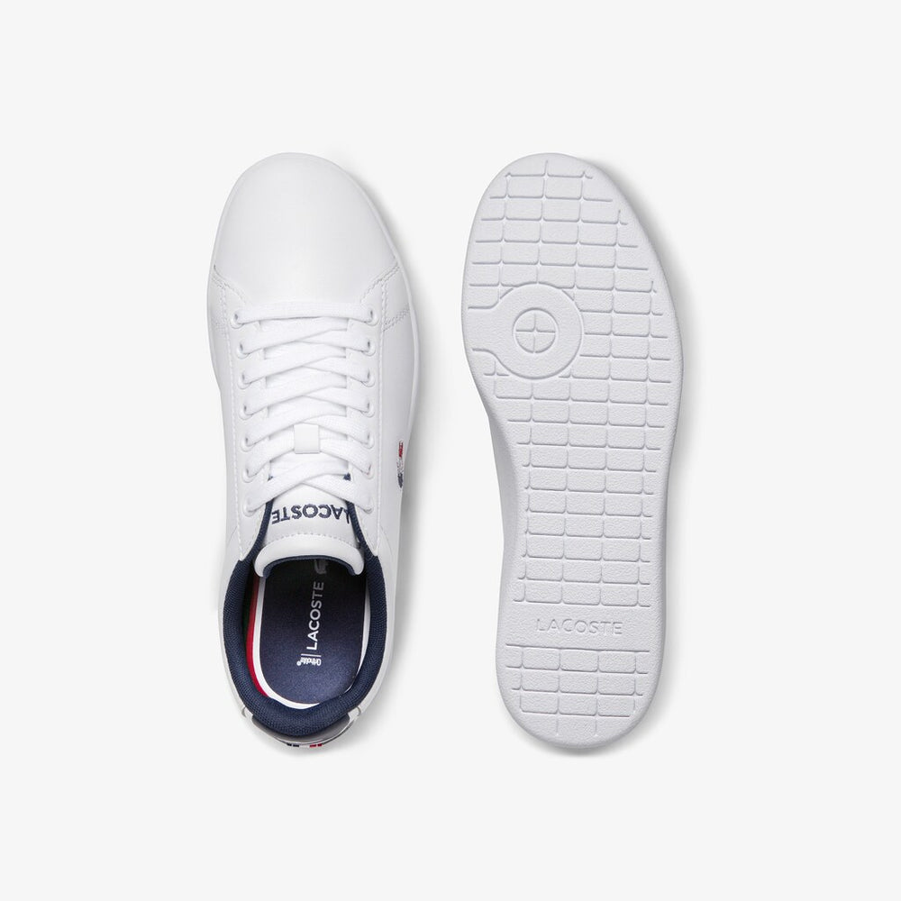 Womens Wo  Carnaby Evo Tricolore Leather and Synthetic Sneakers | Lacoste White/Navy/Red • 407
