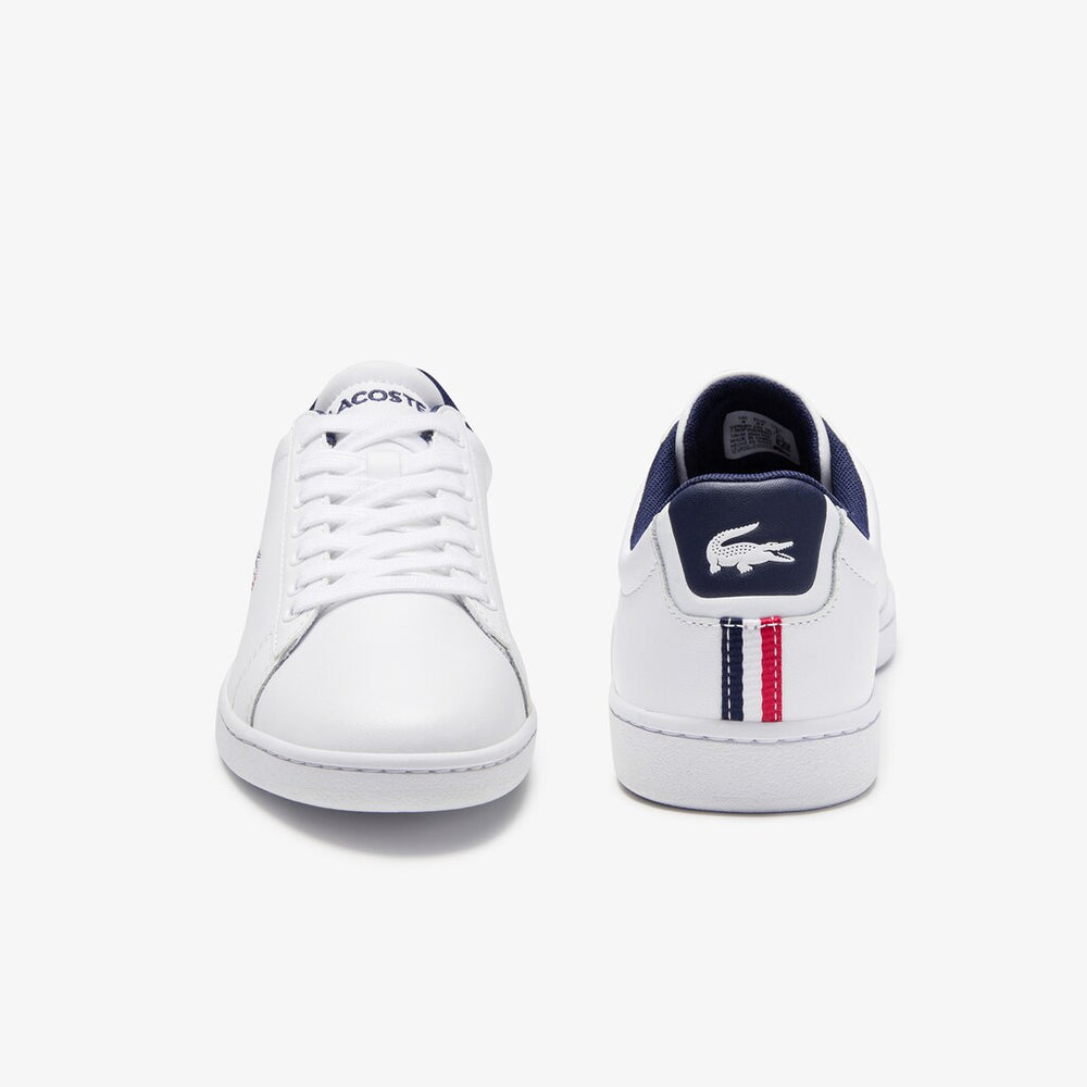 Womens Wo  Carnaby Evo Tricolore Leather and Synthetic Sneakers | Lacoste White/Navy/Red • 407