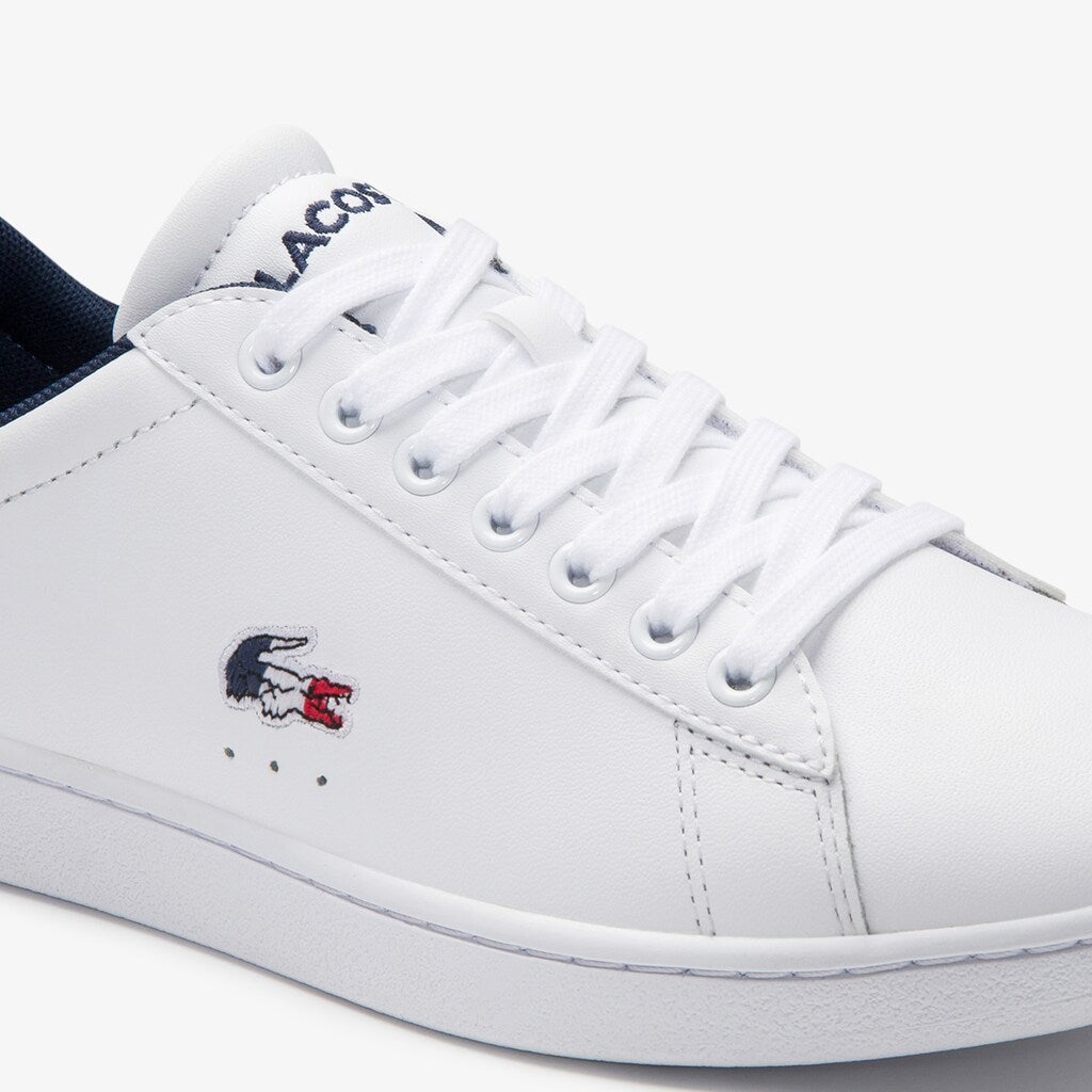 Womens Wo  Carnaby Evo Tricolore Leather and Synthetic Sneakers | Lacoste White/Navy/Red • 407