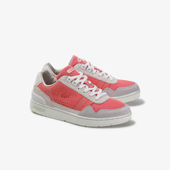 Womens Wo  T-Clip Leather and Suede Sneakers | Lacoste Off Wht/Pnk • 06C