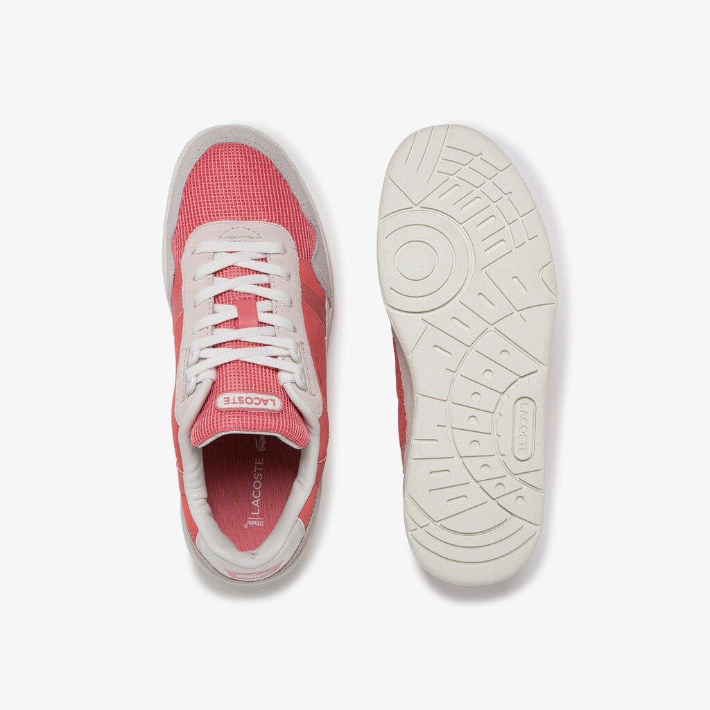 Womens Wo  T-Clip Leather and Suede Sneakers | Lacoste Off Wht/Pnk • 06C