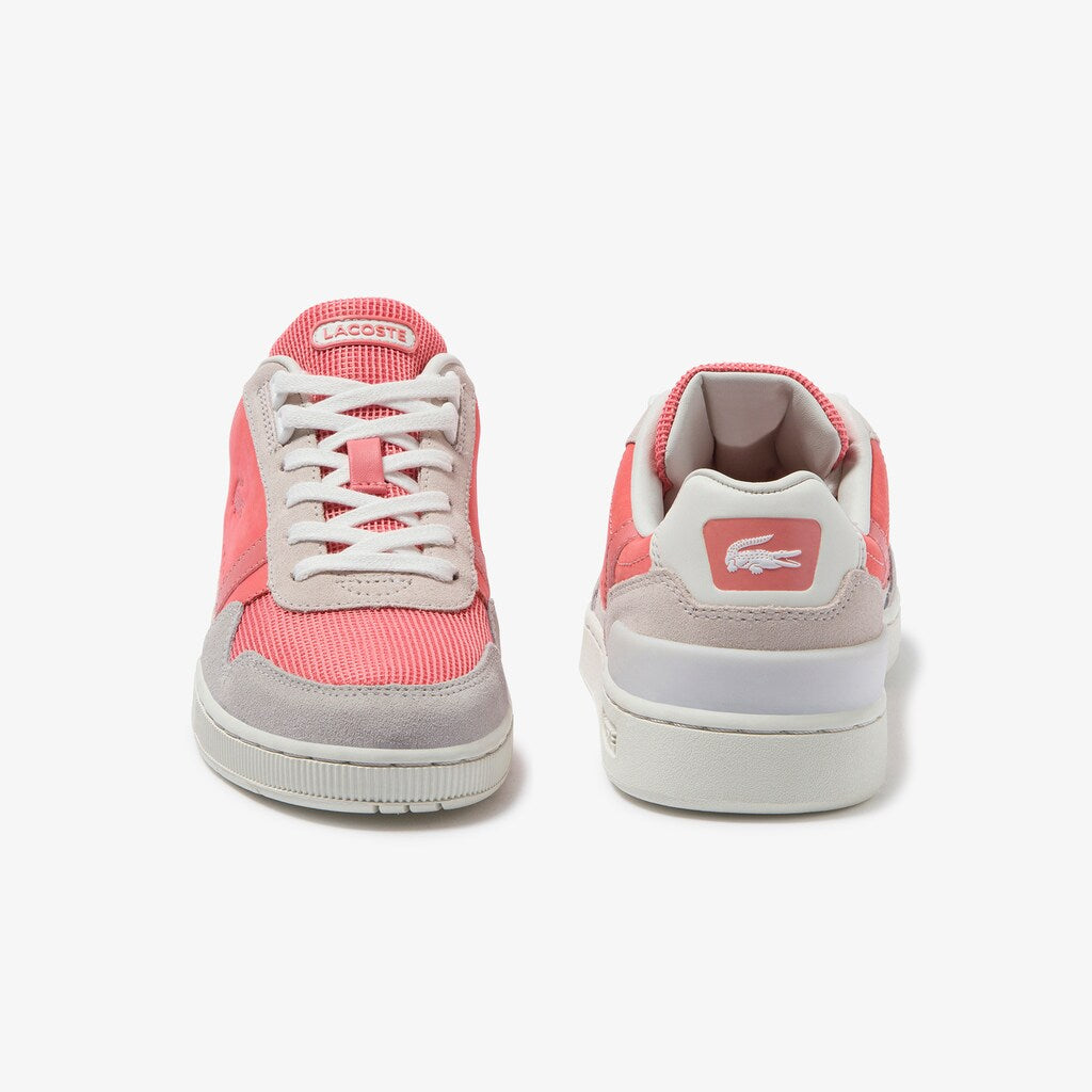 Womens Wo  T-Clip Leather and Suede Sneakers | Lacoste Off Wht/Pnk • 06C