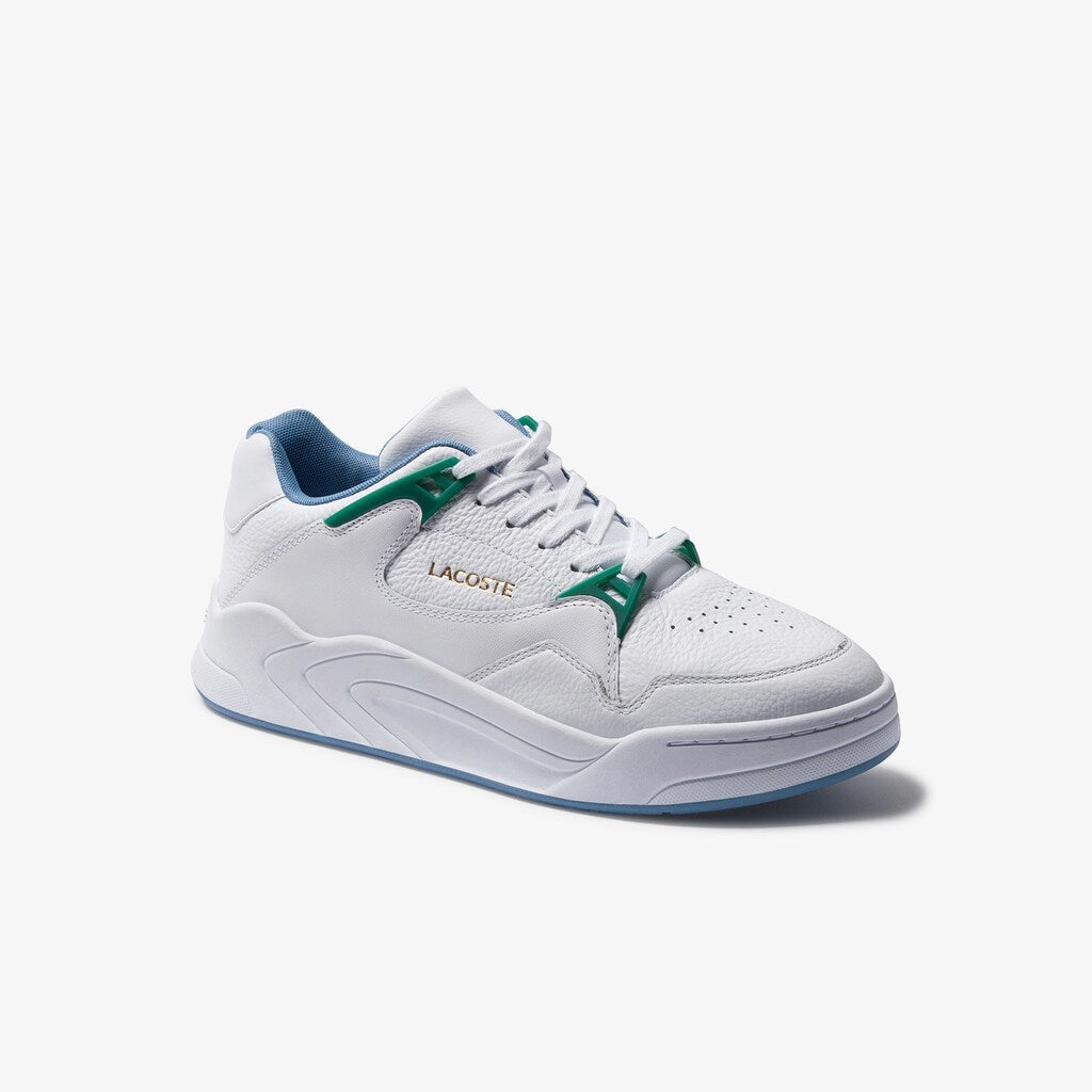 Mens   Court Slam Tumbled Leather Sneakers | Lacoste Wht/Green • 082