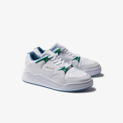 Mens   Court Slam Tumbled Leather Sneakers | Lacoste Wht/Green • 082