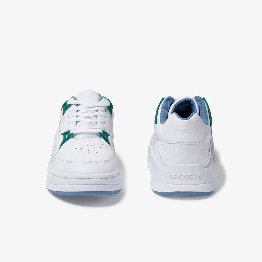 Mens   Court Slam Tumbled Leather Sneakers | Lacoste Wht/Green • 082