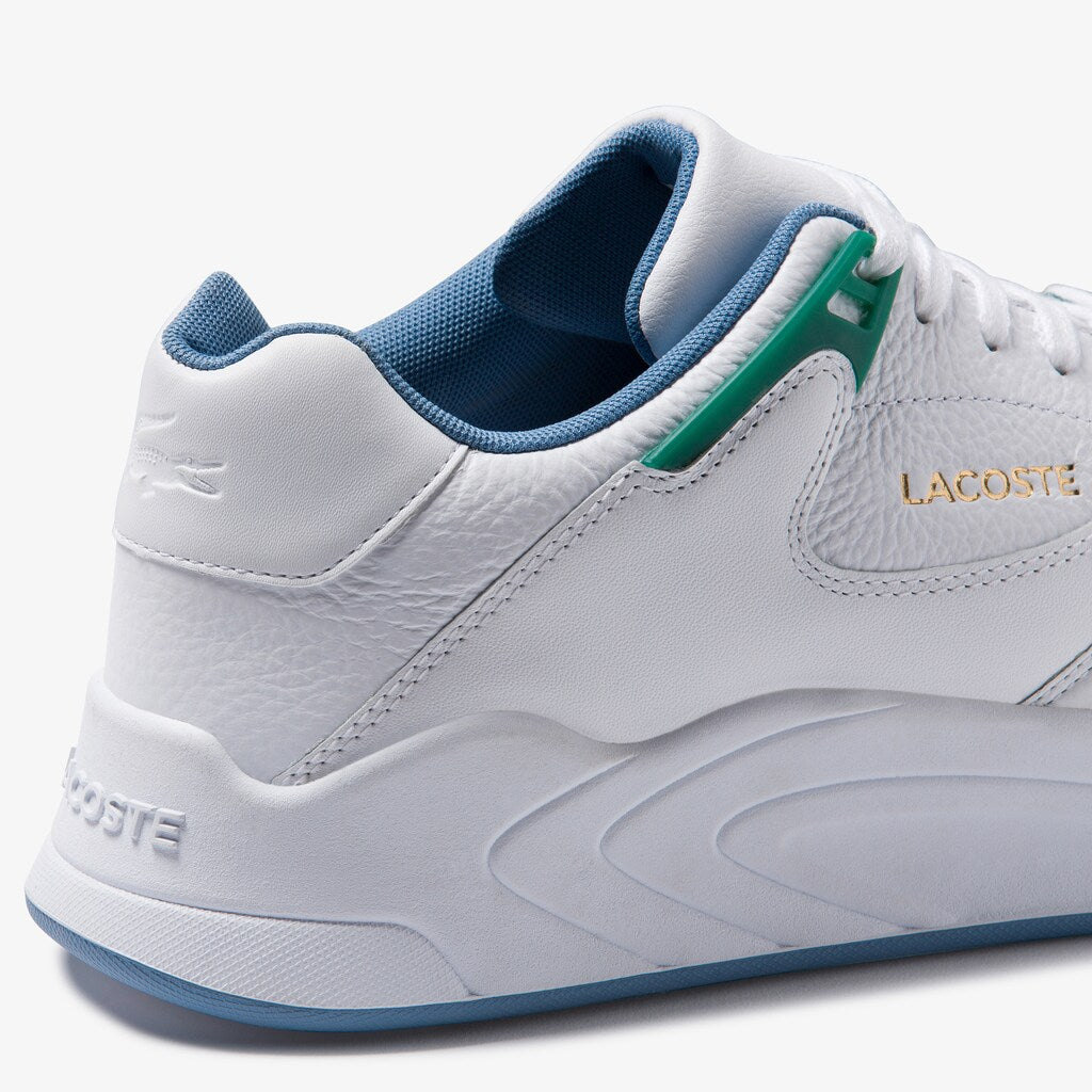 Mens   Court Slam Tumbled Leather Sneakers | Lacoste Wht/Green • 082