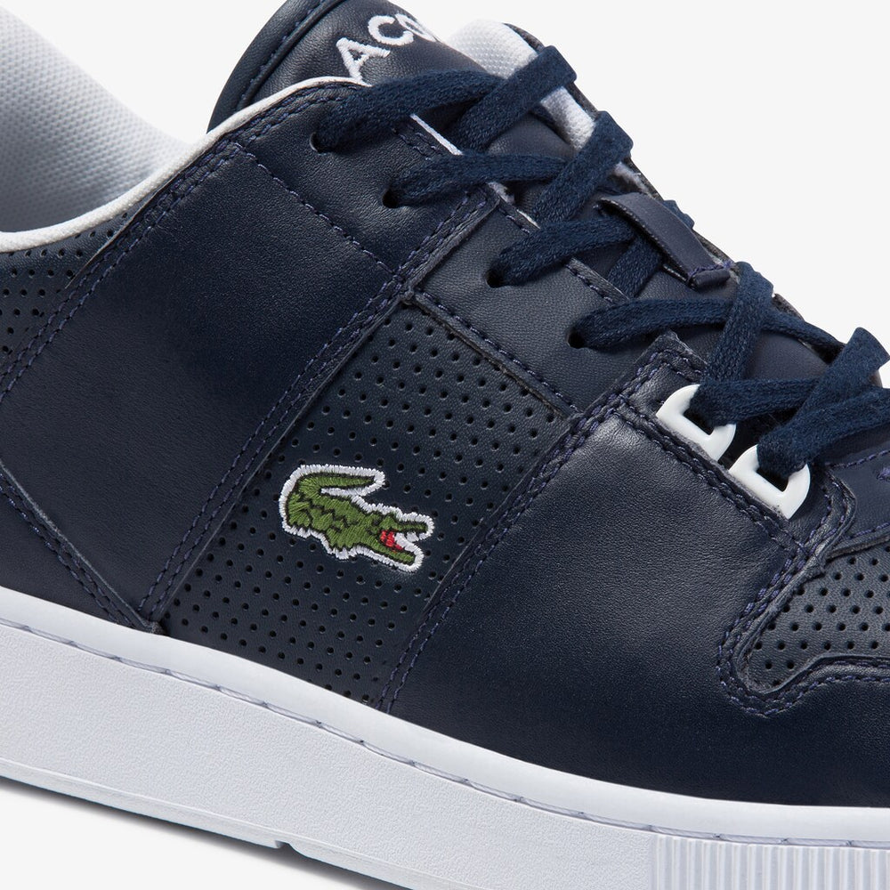 Mens   Thrill Perforated Leather Sneakers | Lacoste Nvy/Wht • 092