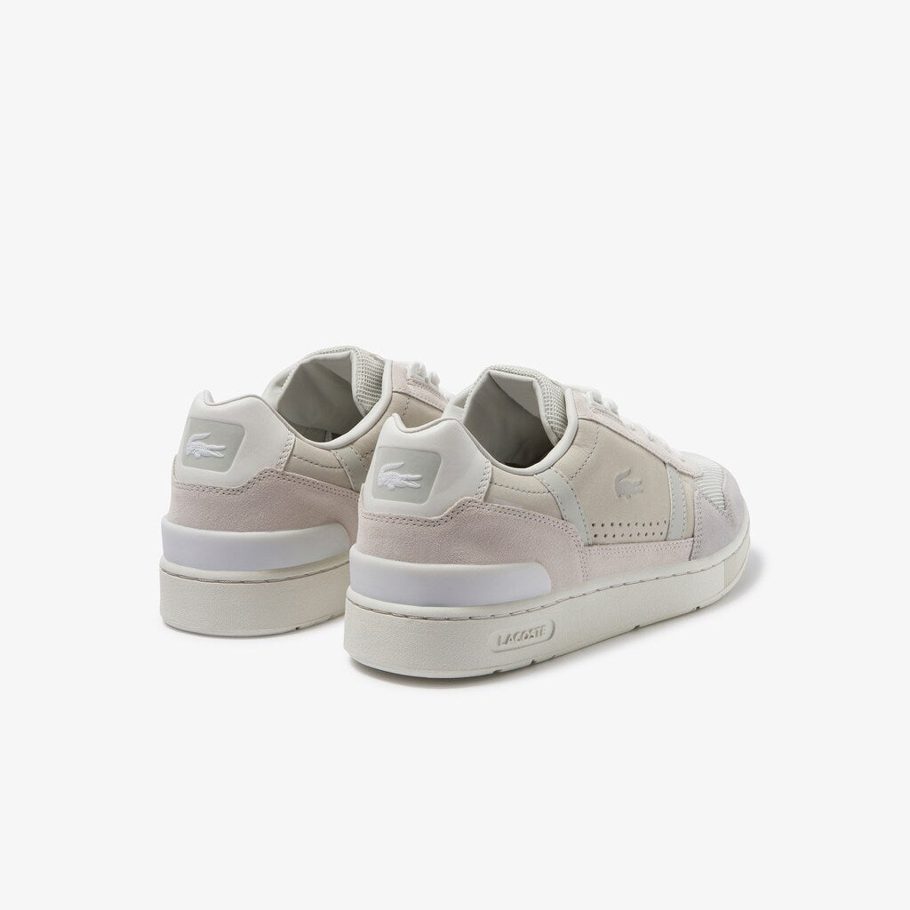 Mens   T-Clip Suede Sneakers | Lacoste Off White/Light Grey • 6D2