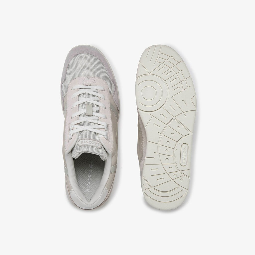 Mens   T-Clip Suede Sneakers | Lacoste Off White/Light Grey • 6D2