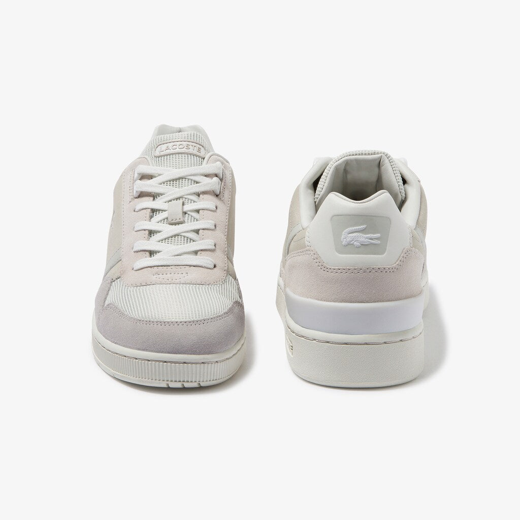 Mens   T-Clip Suede Sneakers | Lacoste Off White/Light Grey • 6D2