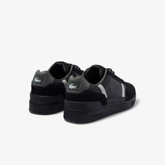 Mens   T-Clip Leather and Suede Sneakers | Lacoste Black / Grey • 237