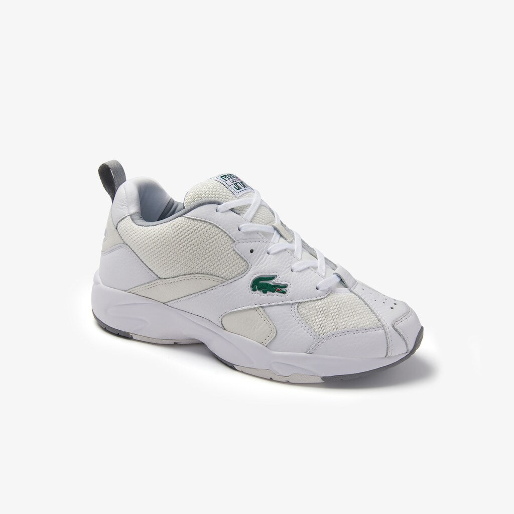 Mens   Storm 96 Leather and Textile Sneakers | Lacoste Wht/Off Wht • 65T