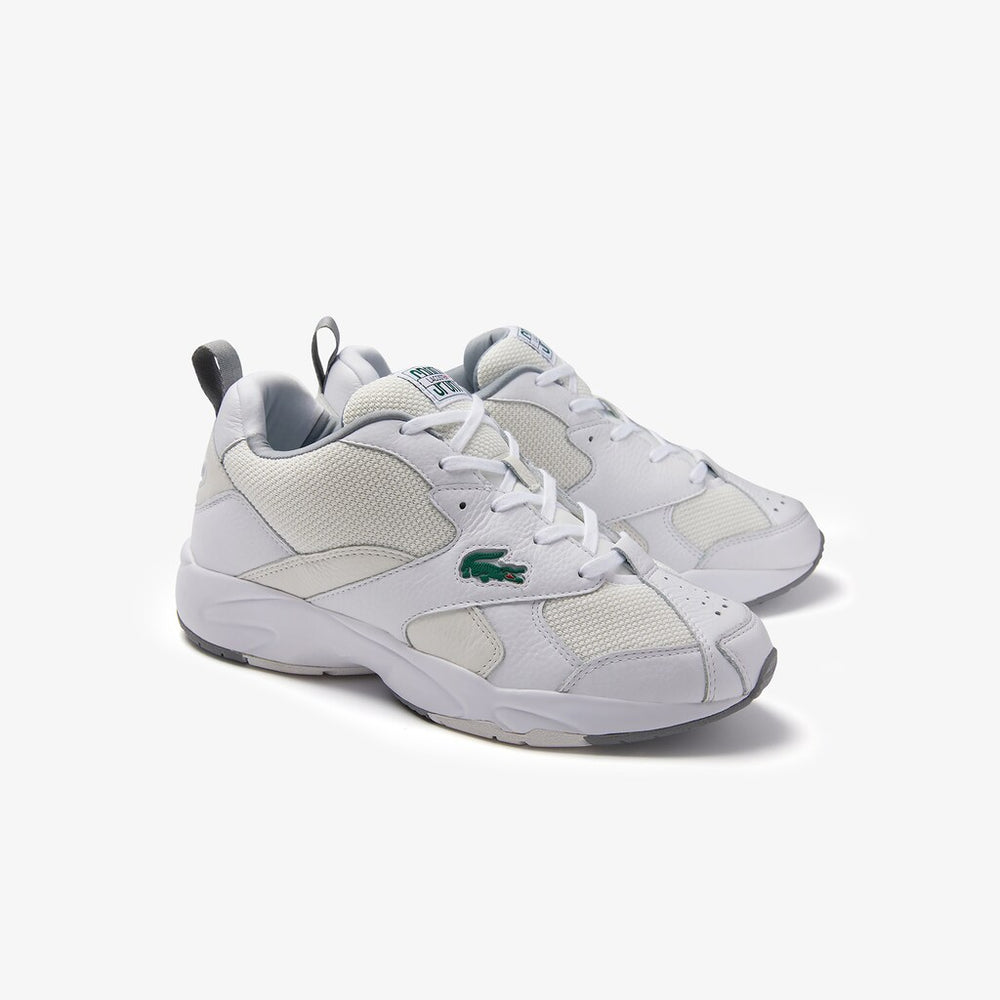 Mens   Storm 96 Leather and Textile Sneakers | Lacoste Wht/Off Wht • 65T