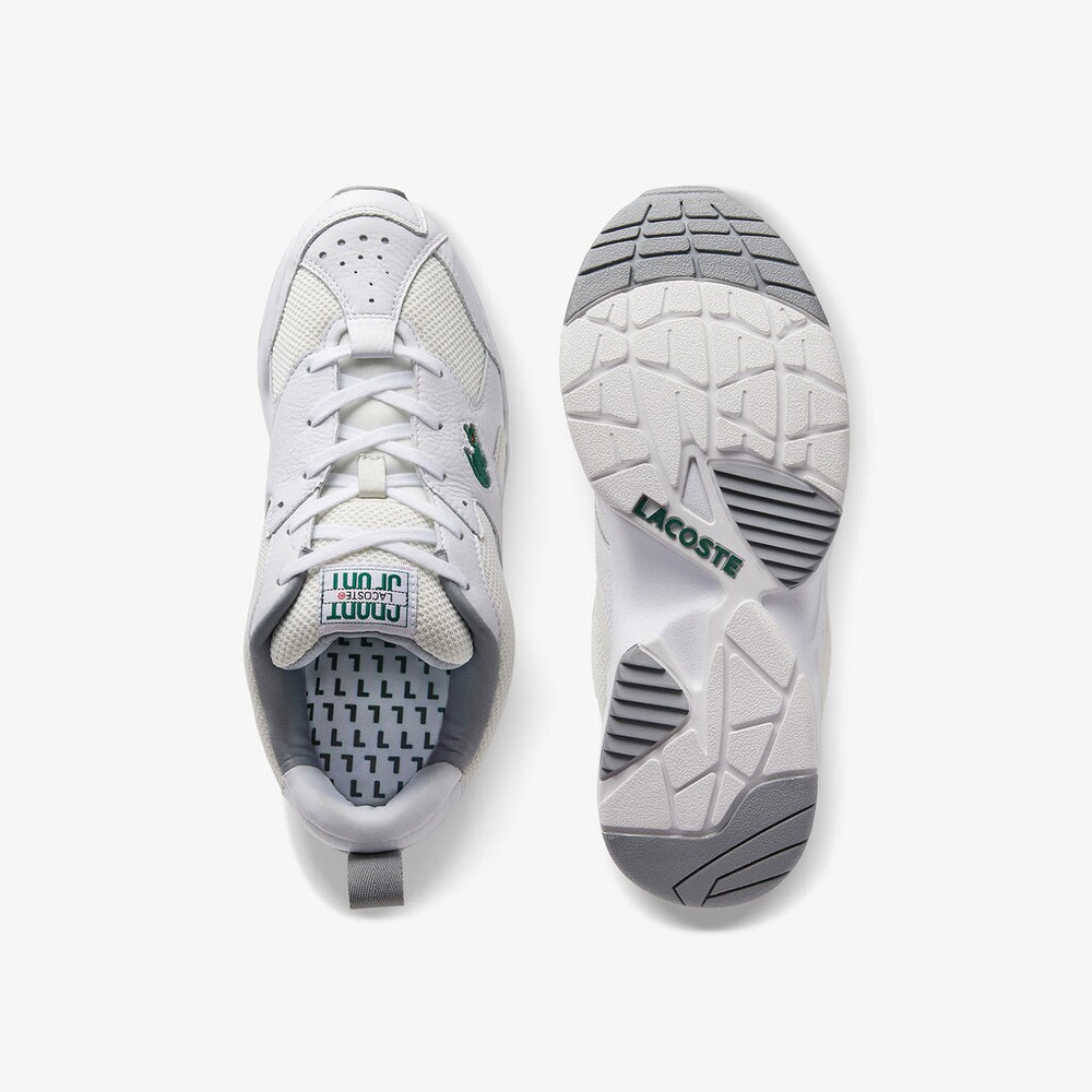 Mens   Storm 96 Leather and Textile Sneakers | Lacoste Wht/Off Wht • 65T