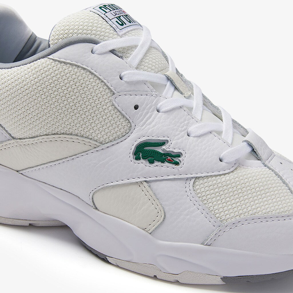Mens   Storm 96 Leather and Textile Sneakers | Lacoste Wht/Off Wht • 65T