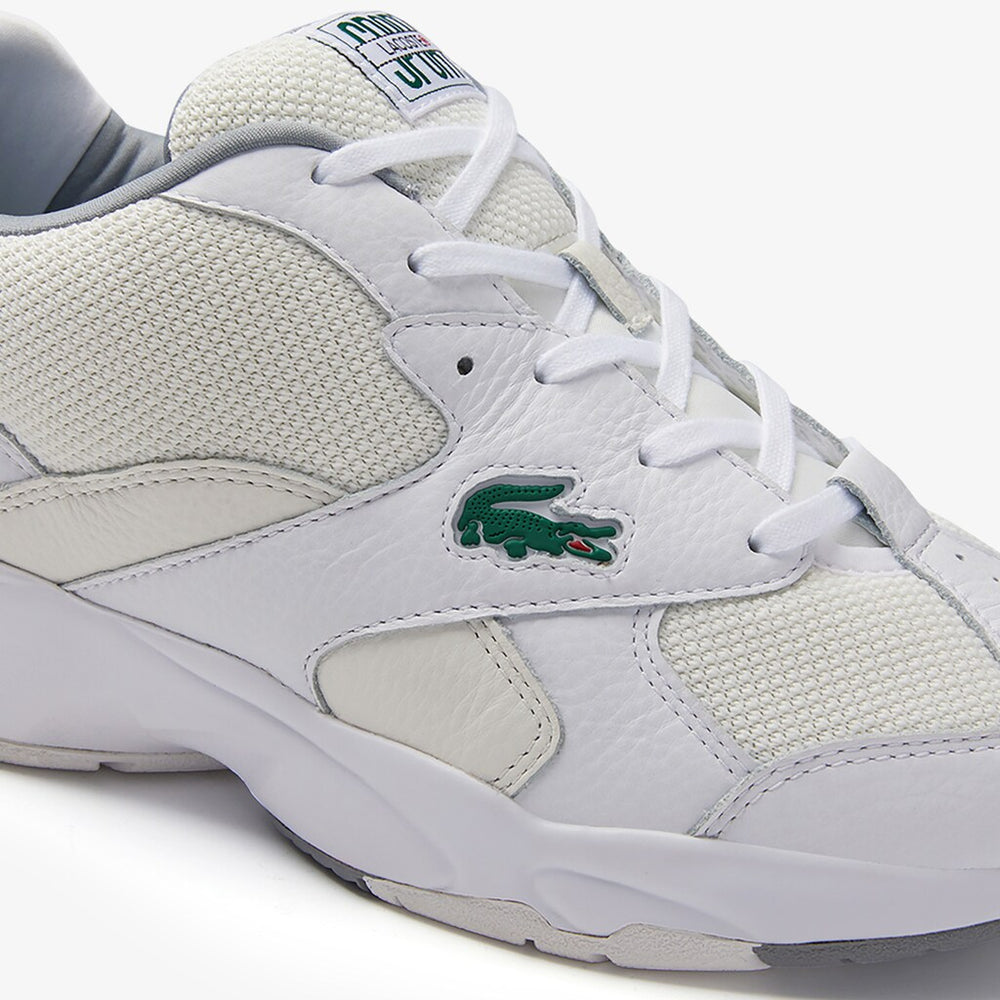 Mens   Storm 96 Leather and Textile Sneakers | Lacoste Wht/Off Wht • 65T