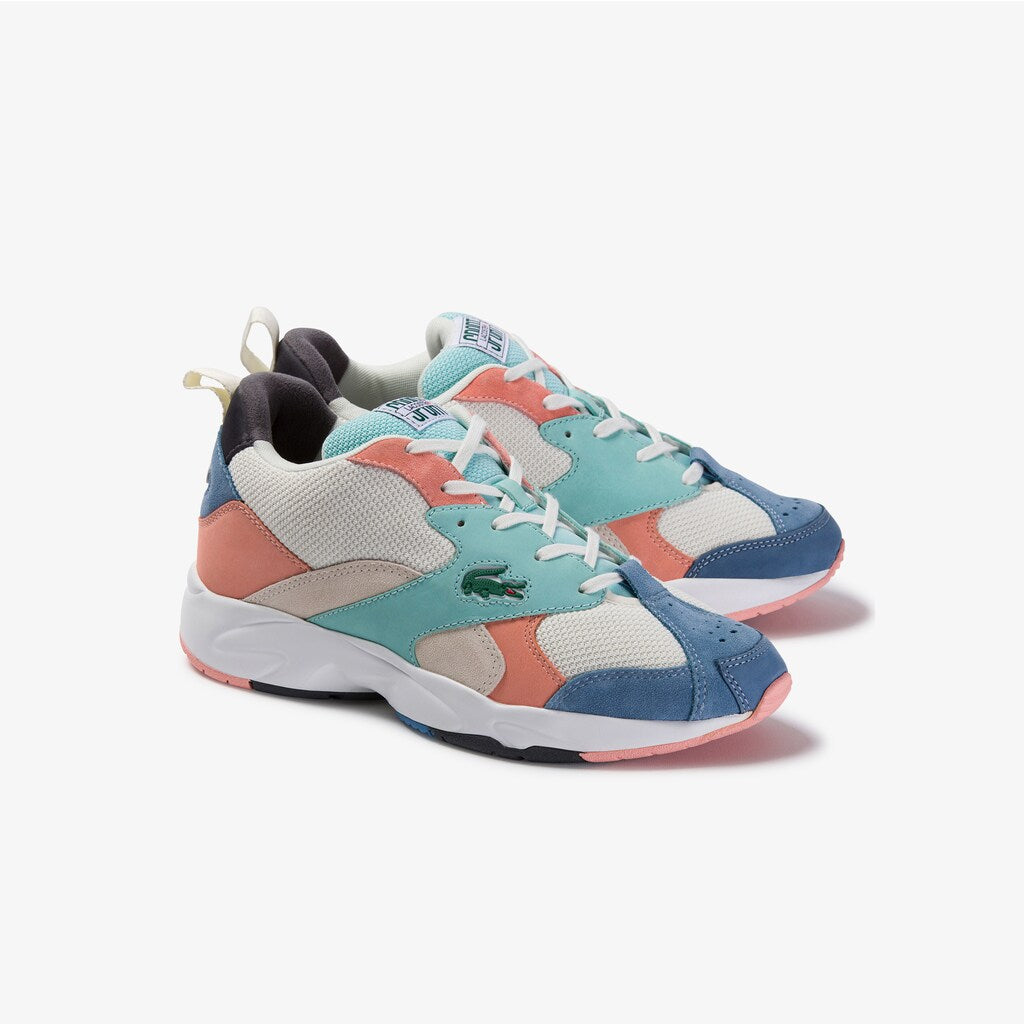 Mens   Storm 96 Mesh and Suede Sneakers | Lacoste Off Wht/Blu • 2Q9