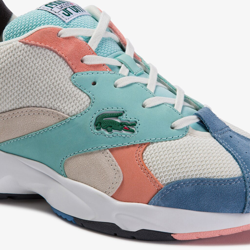 Mens   Storm 96 Mesh and Suede Sneakers | Lacoste Off Wht/Blu • 2Q9