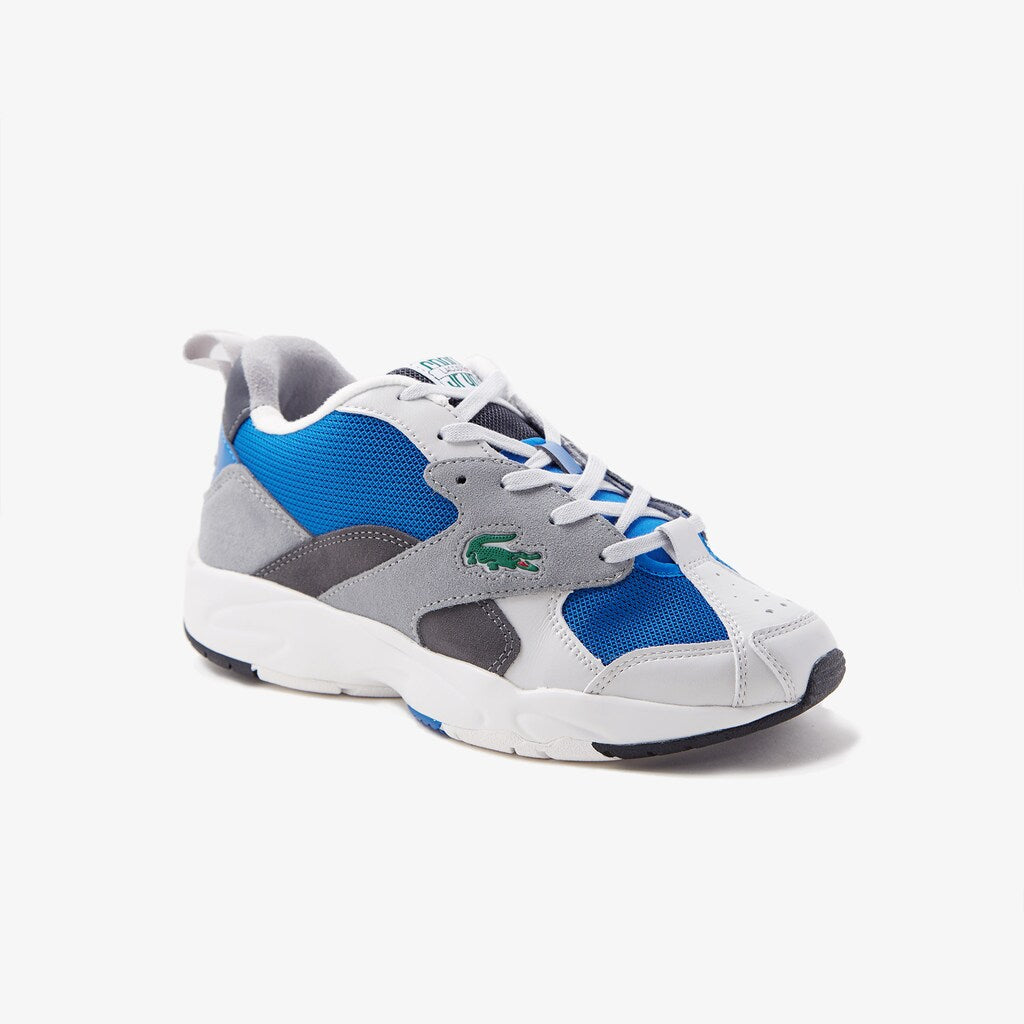 Mens   Storm 96 Textile and Suede Sneakers | Lacoste Gry/Blu • 25T