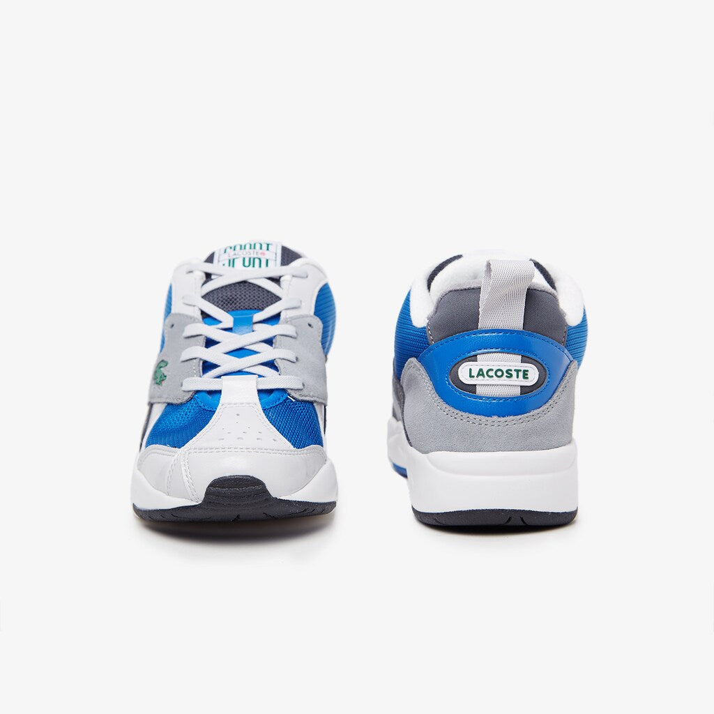Mens   Storm 96 Textile and Suede Sneakers | Lacoste Gry/Blu • 25T