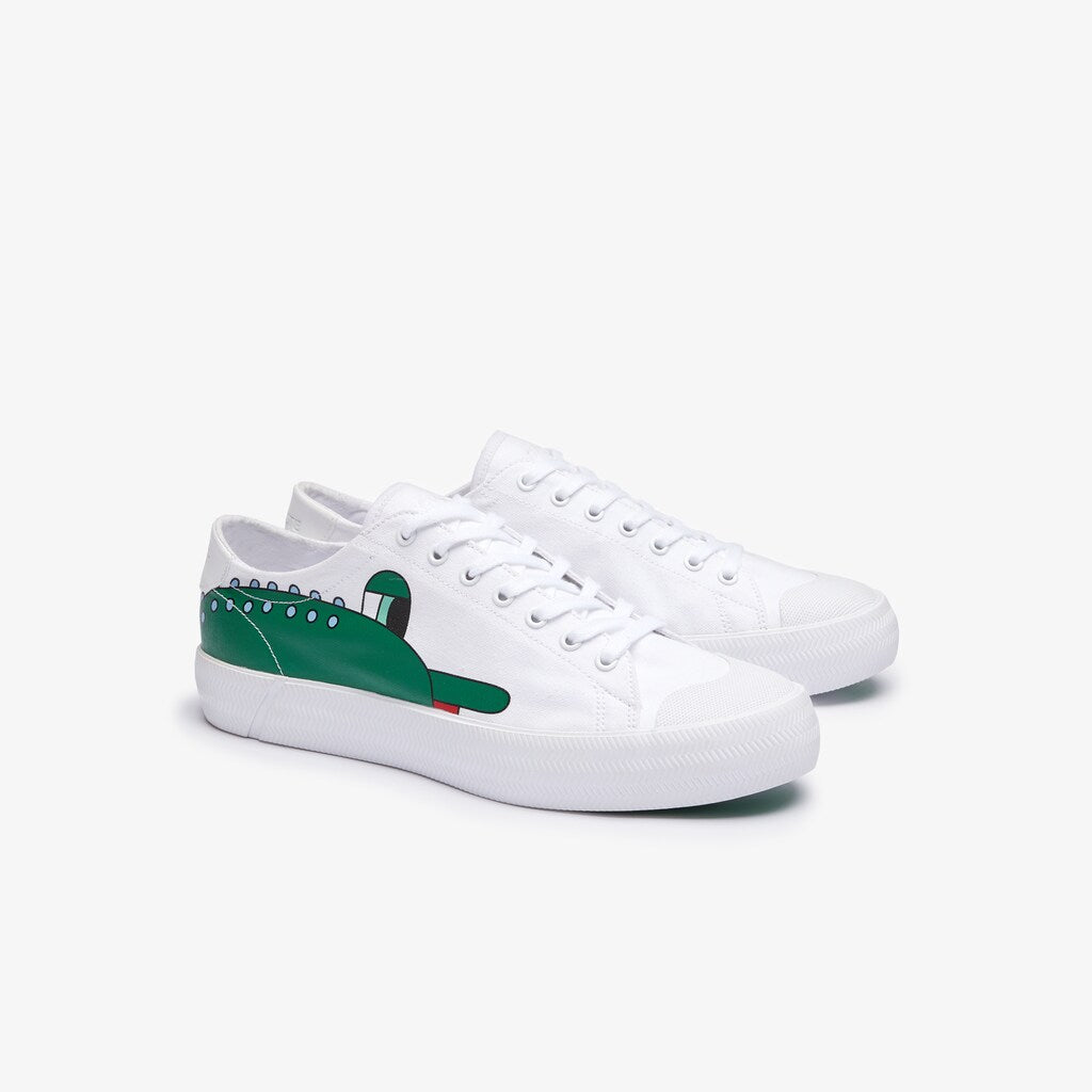 Mens Lacoste x Jeremyville   Gripshot Canvas Trainers | Lacoste Wht/Green • 082