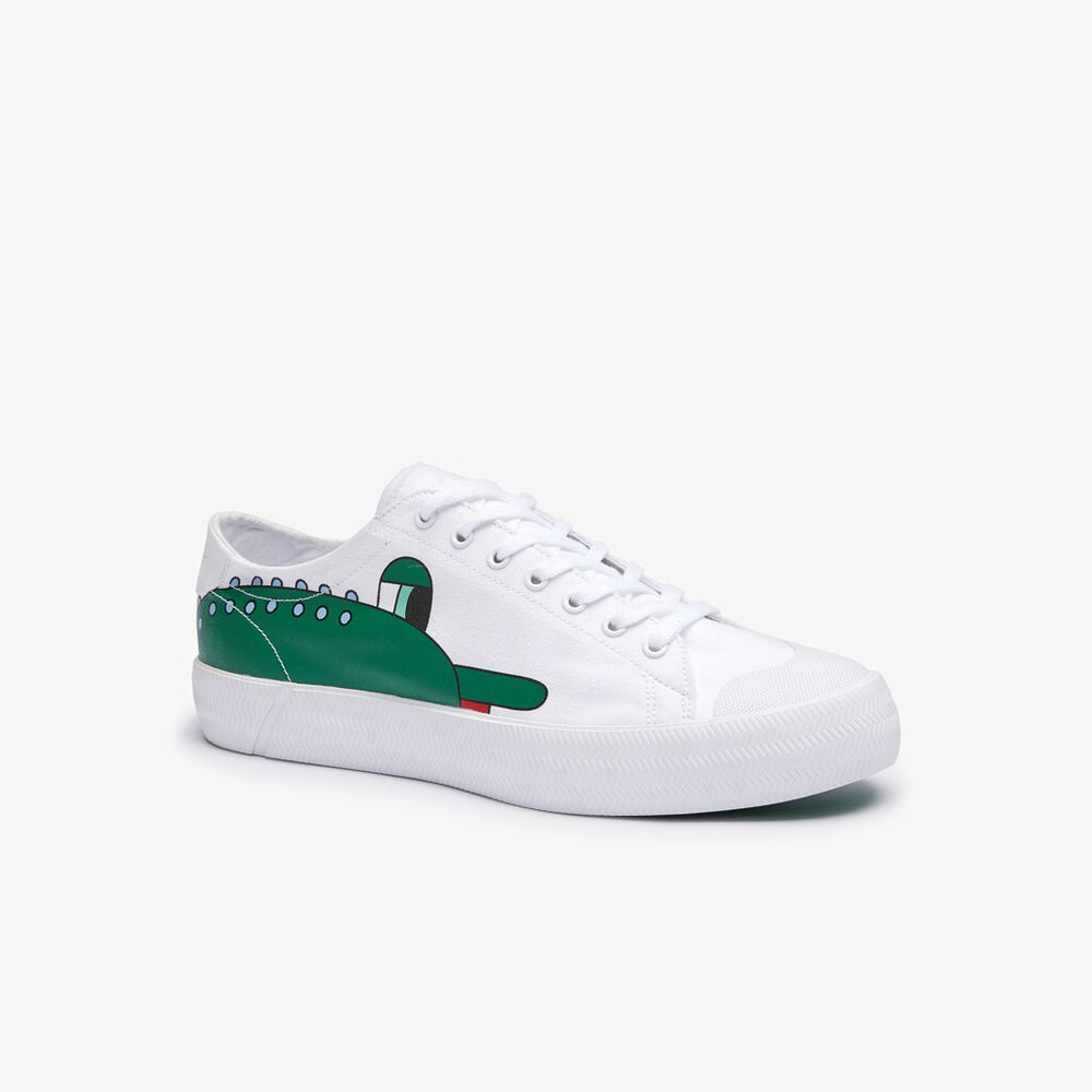 Mens Lacoste x Jeremyville   Gripshot Canvas Trainers | Lacoste Wht/Green • 082