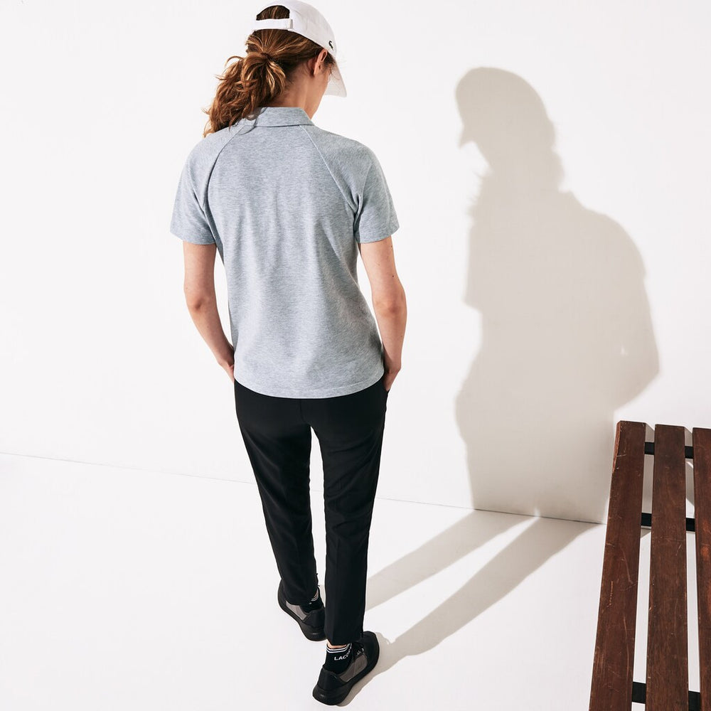 Womens Wo  SPORT Two-Tone Stretch Cotton Piqué Golf Polo Shirt | Lacoste White / Grey Chine • G8K