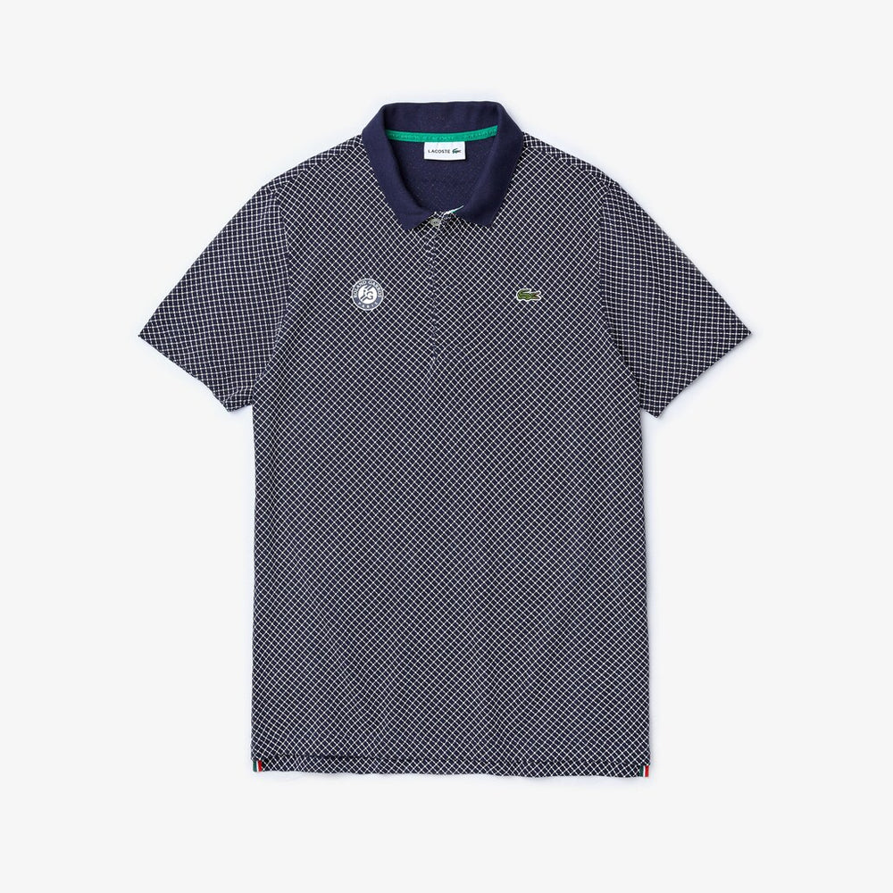 Mens   SPORT Roland Garros Print Cotton Polo Shirt | Lacoste Navy Blue / White / Green • Mn3