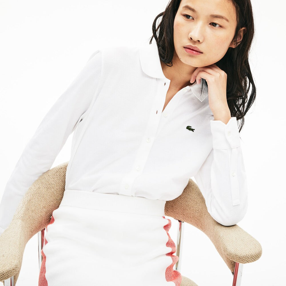Womens Wo  Soft Cotton Oxford Style Polo Shirt | Lacoste White • 001